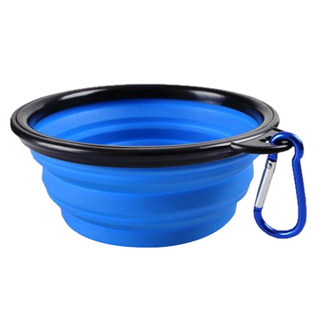 Collapsible Silicone Pet Bowl with Carabiner | Portable Food & Water Dish for Dogs & Cats | Lightweight, Travel-Friendly Design for Hiking & Walking