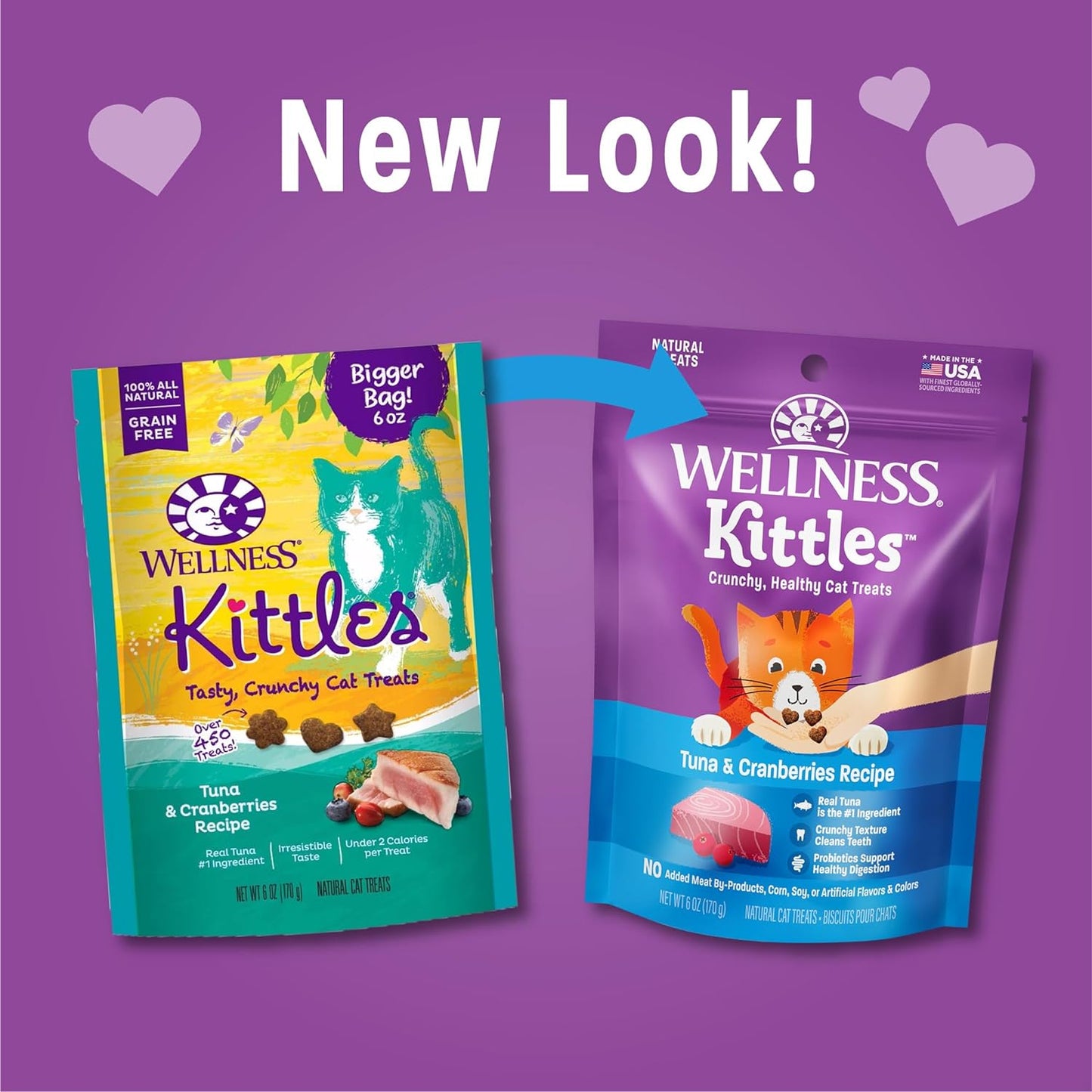 Kittles Natural Grain Free Cat Treats, Tuna & Cranberries, 6-Ounce Bag