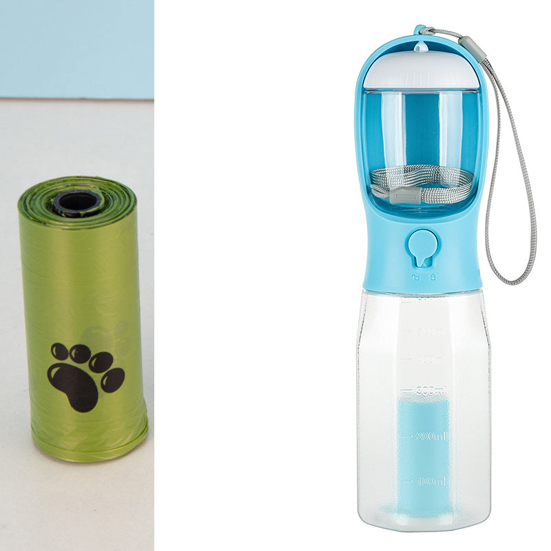 Blue 3-in-1 Portable Pet Water Bottle and Food Dispenser – Travel-Friendly Hydration & Feeding Solution for Dogs