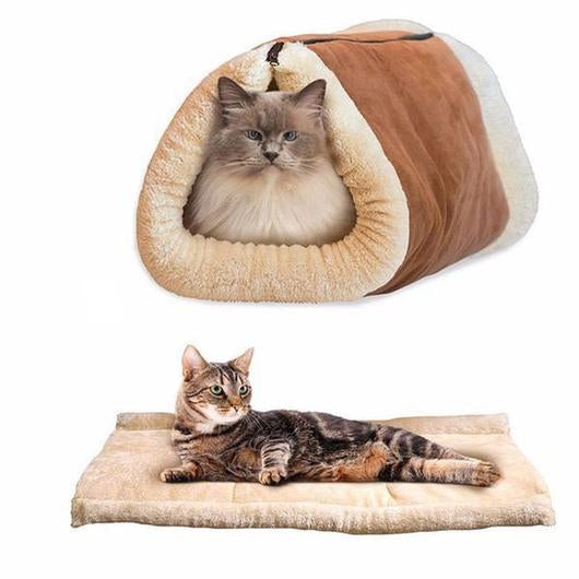 Transform your cat’s playtime with our versatile cat cave! This innovative bed and tunnel combo zips from cozy bed to exciting tunnel in seconds. Made from super comfy electrostatic plush material that magnetically attracts pet hair, keeping your home tidy. Machine washable for easy cleaning, this cat cave is perfect for protecting furniture and floors while providing endless fun and comfort for your feline friend. Use anywhere, anytime!