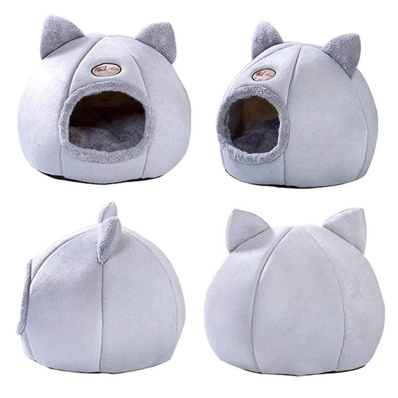 Cozy 2-in-1 Pet Home with Ears – Soft Plush Cat & Dog Bed, Removable Nest for All Seasons