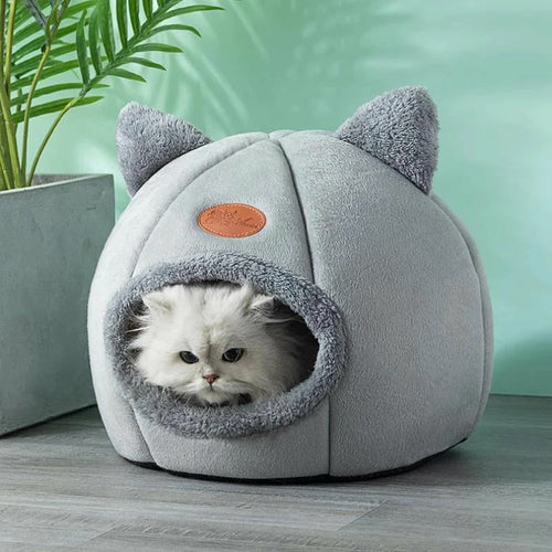 Cozy 2-in-1 Pet Home with Ears – Soft Plush Cat & Dog Bed, Removable Nest for All Seasons