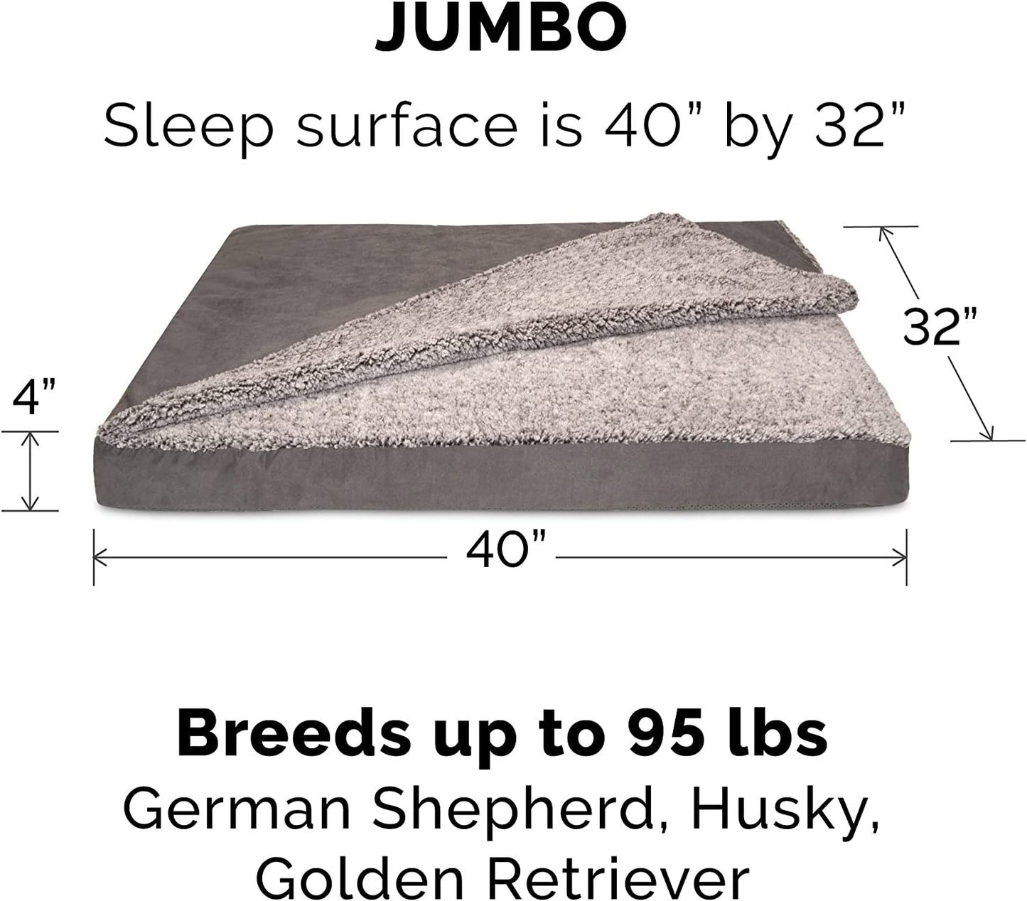 FurHaven's Cozy Burrower Pet Bed: Oversized blanket top, plush lining, cooling gel foam. Machine-washable, CertiPUR-US certified. Jumbo size for burrowing pets.