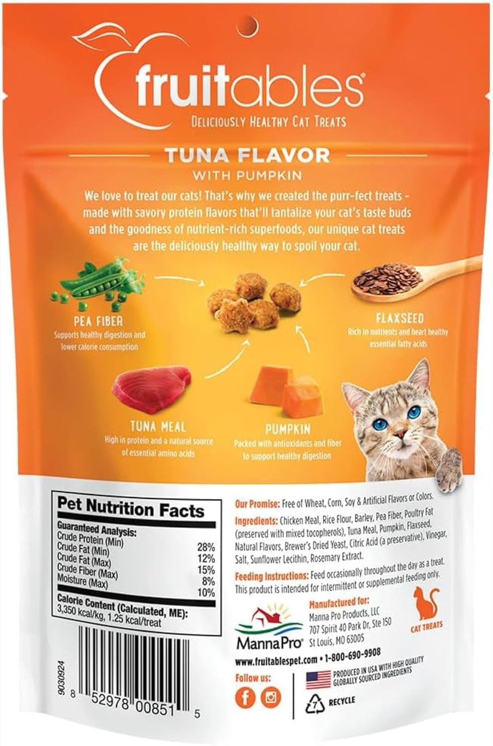 Cat Treats – Crunchy Treats for Cats – Healthy Low Calorie Treats Packed with Protein – Free of Wheat, Corn and Soy – Made with Real Tuna with Pumpkin – 2.5 Ounces