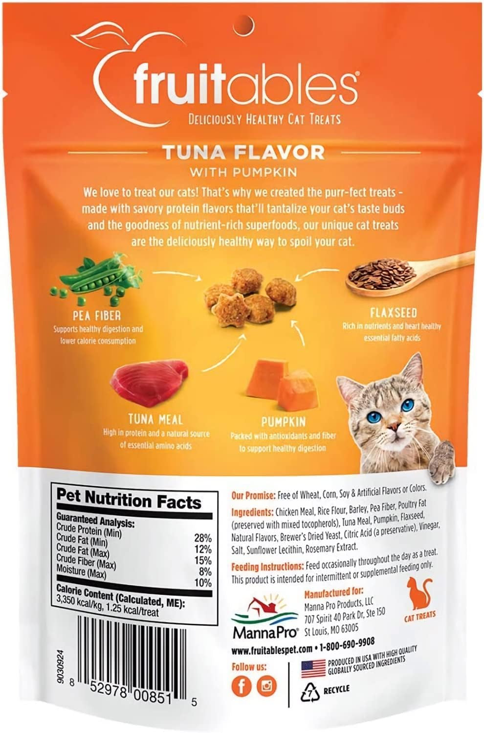 Cat Treats – Crunchy Treats for Cats – Healthy Low Calorie Treats Packed with Protein – Free of Wheat, Corn and Soy – Made with Real Tuna with Pumpkin – 2.5 Ounces
