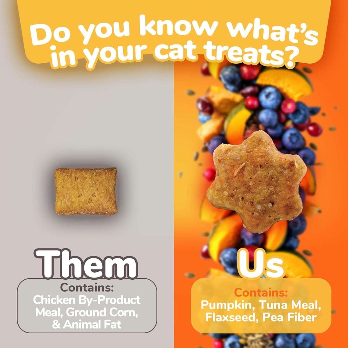 Cat Treats – Crunchy Treats for Cats – Healthy Low Calorie Treats Packed with Protein – Free of Wheat, Corn and Soy – Made with Real Tuna with Pumpkin – 2.5 Ounces