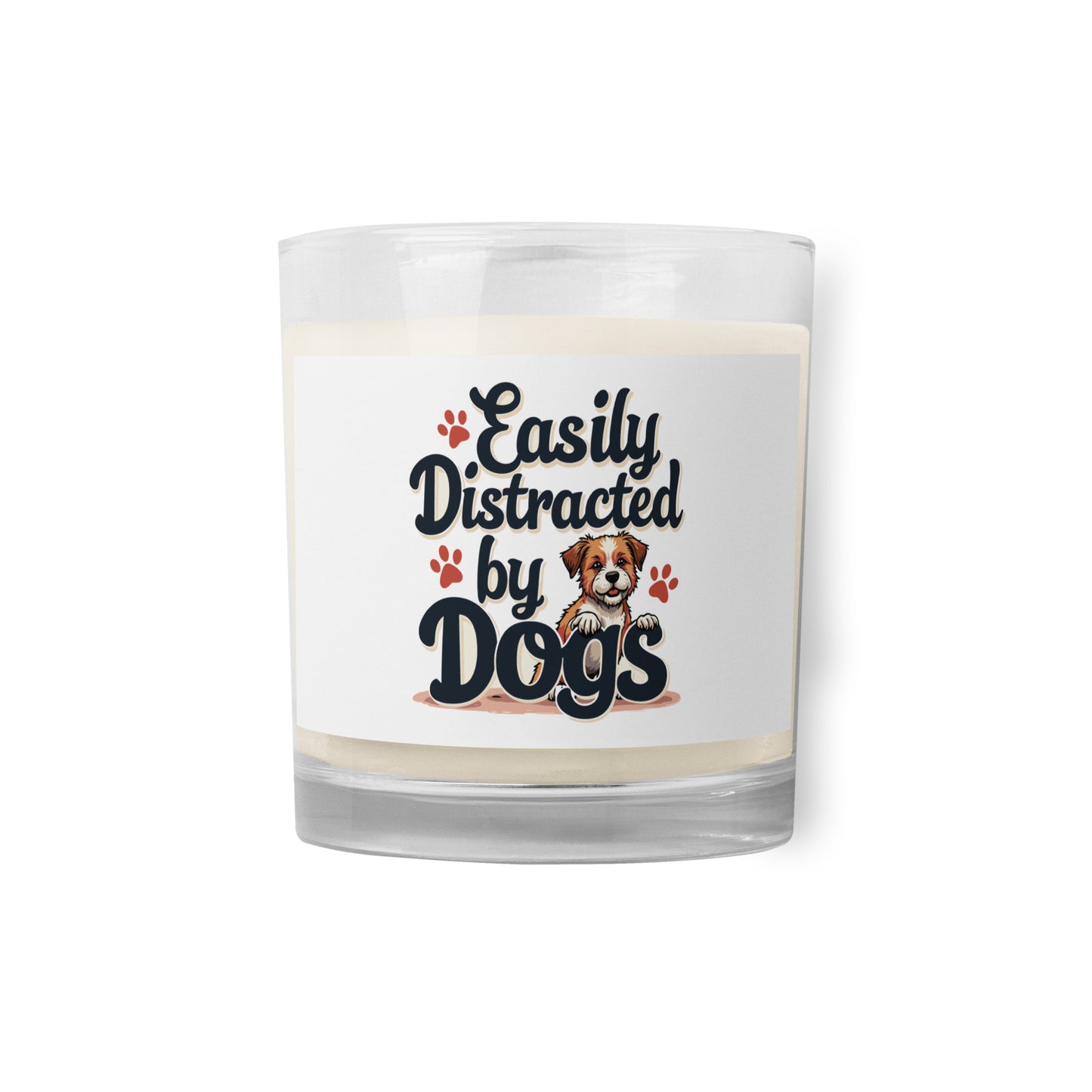 Distracted By Dogs Glass Candle Product mockup