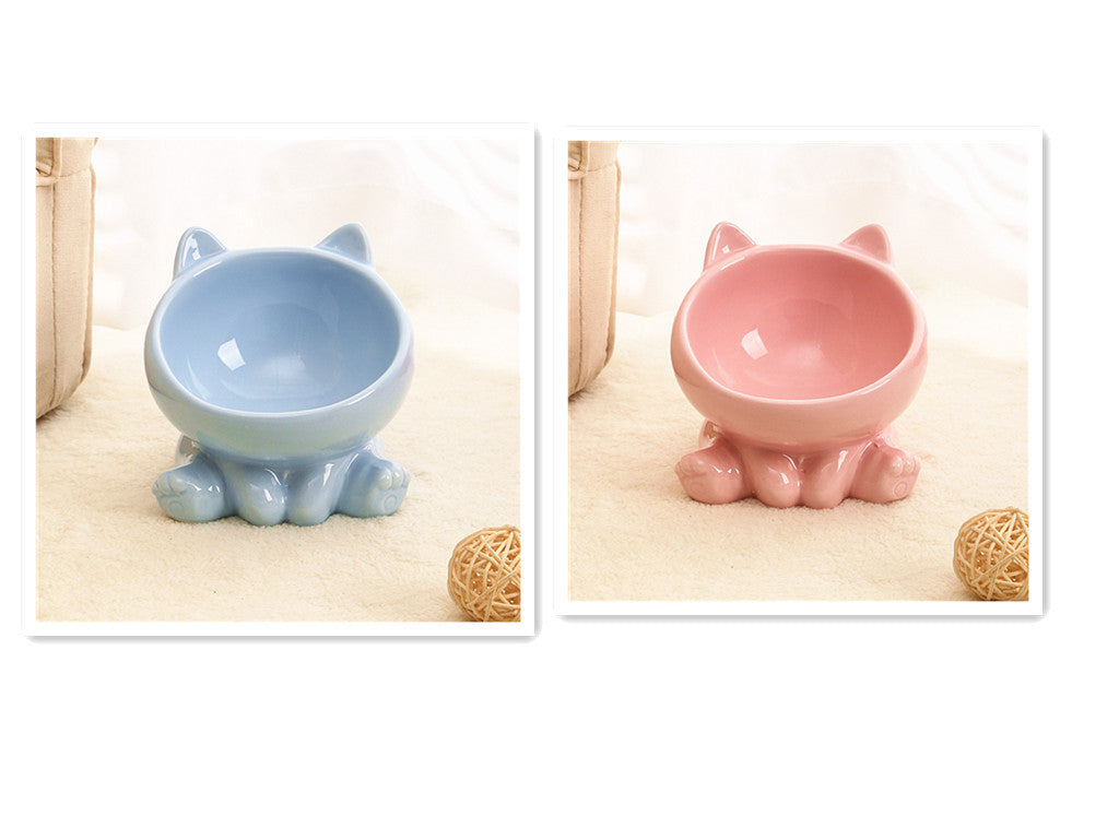 Ergonomic Tilted Ceramic Cat Bowl