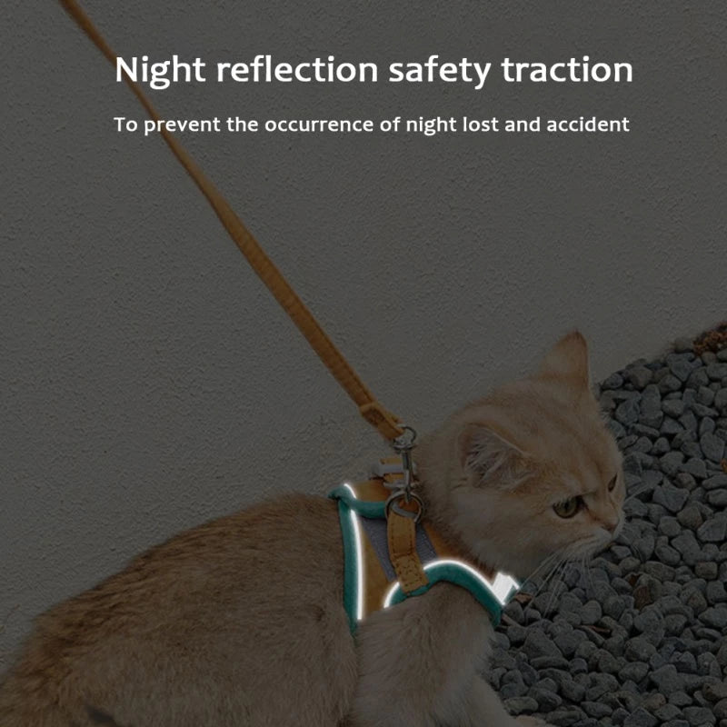 Escape-Proof Cat Walking Vest Night Reflection