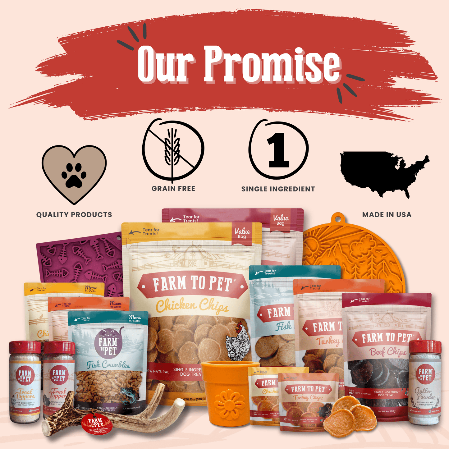 Farm to Pet Low Allergen Turkey Dog Treats Our Promise – USA-Made Single Ingredient