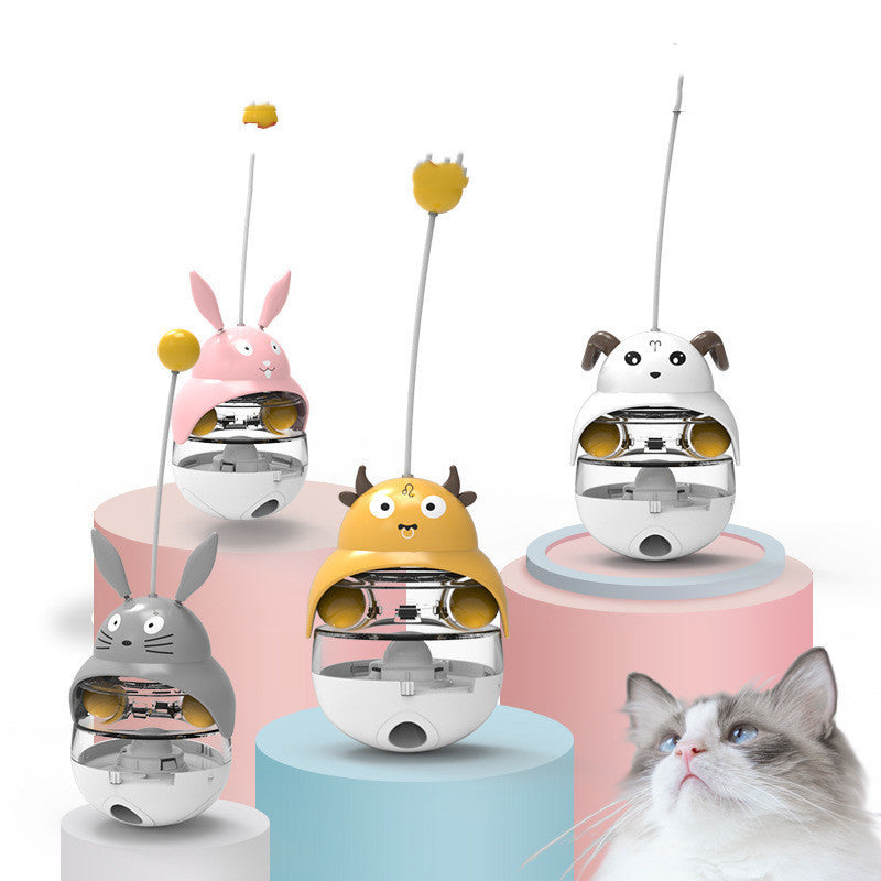 Interactive Treat-Dispensing Cat Tumbler Toy: 4 Animal Shapes