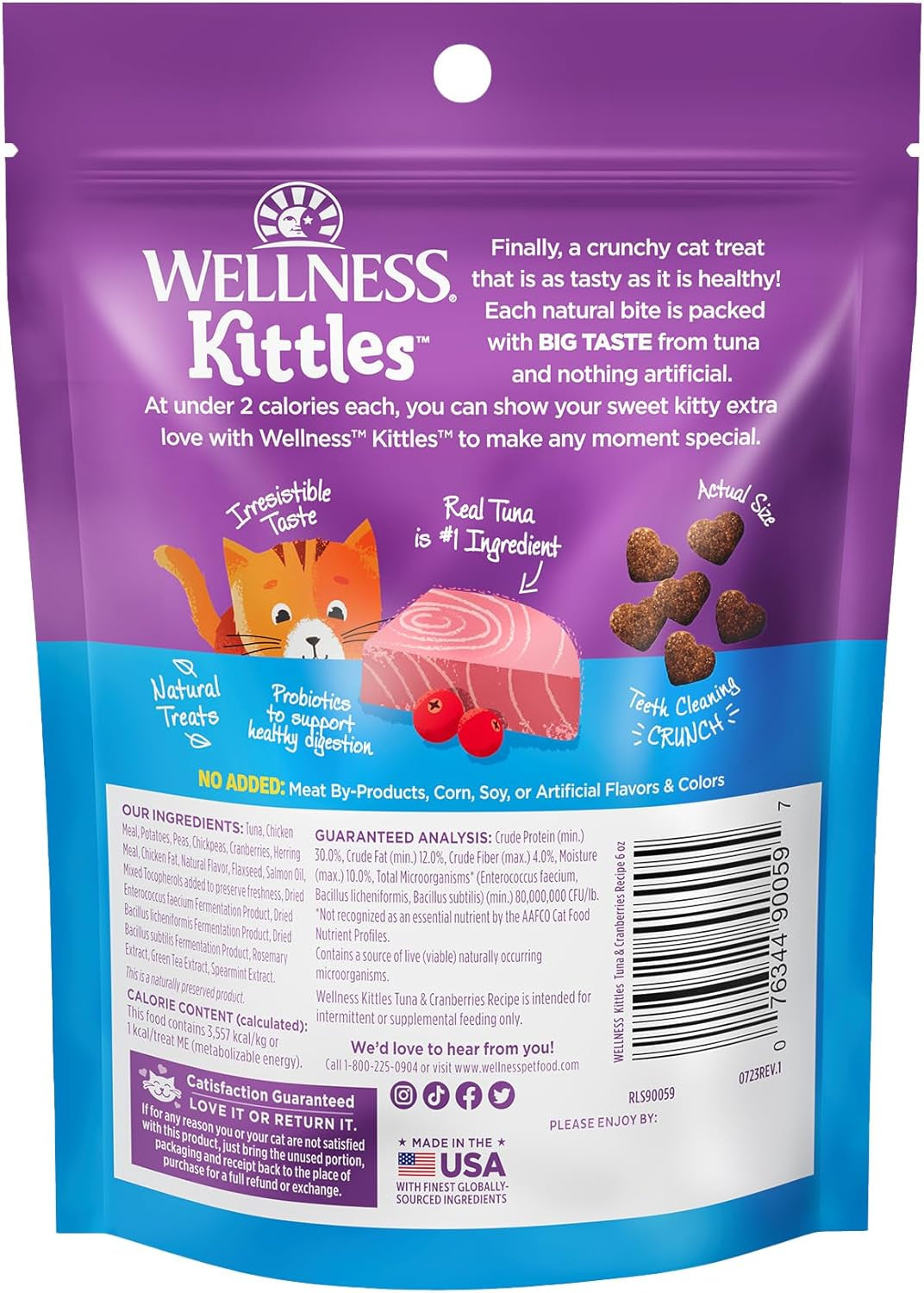Kittles Natural Grain Free Cat Treats, Tuna & Cranberries, 6-Ounce Bag