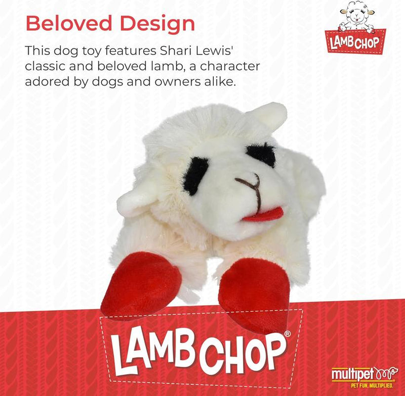 Multipet INTERNATIONAL 843140 Lambchop Plush Squeak Toy Mini for Pets, 6-Inch, White, Small Dog
