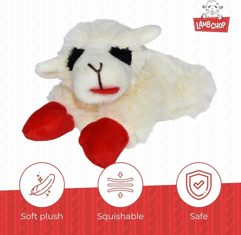 Multipet INTERNATIONAL 843140 Lambchop Plush Squeak Toy Mini for Pets, 6-Inch, White, Small Dog