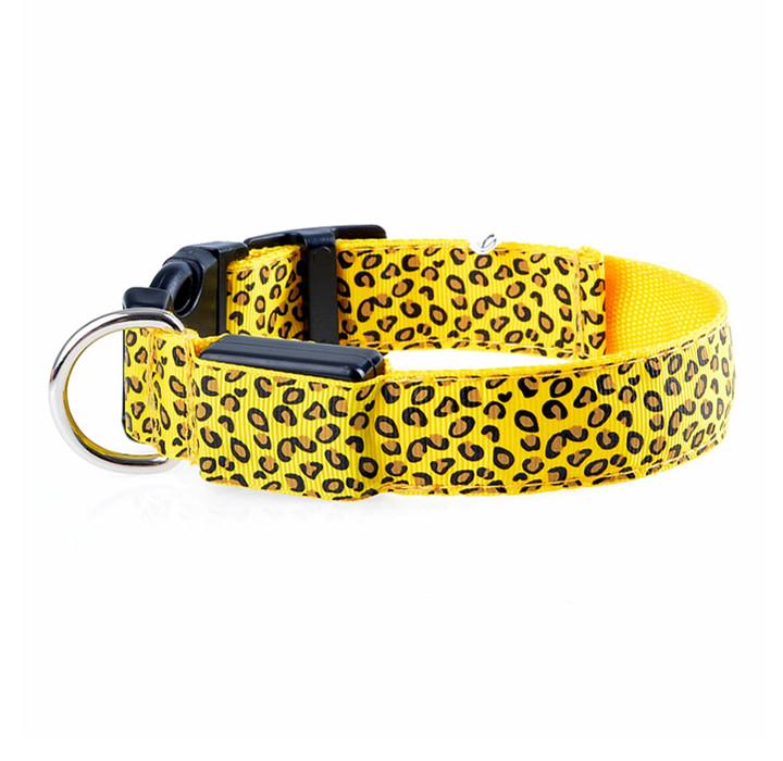 Yellow Leopard Print LED Dog Collar