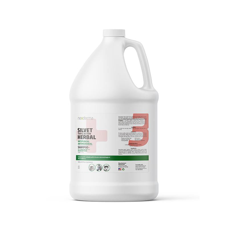 Triple-action pet shampoo with colloidal silver & hydrocortisone. Antifungal, antimicrobial, anti-inflammatory. Soothes skin, safe for all areas. Cruelty-free.
