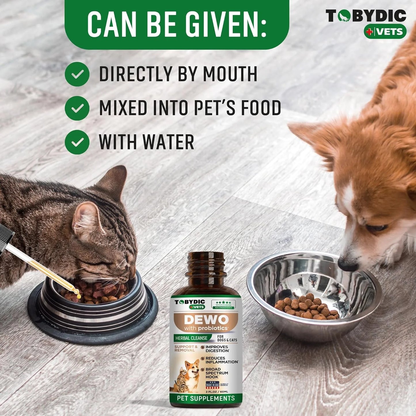 Vet-crafted pet wellness drops: Probiotic blend for digestion & immunity. USA-made, all-natural. Easy to use for dogs & cats of all sizes.