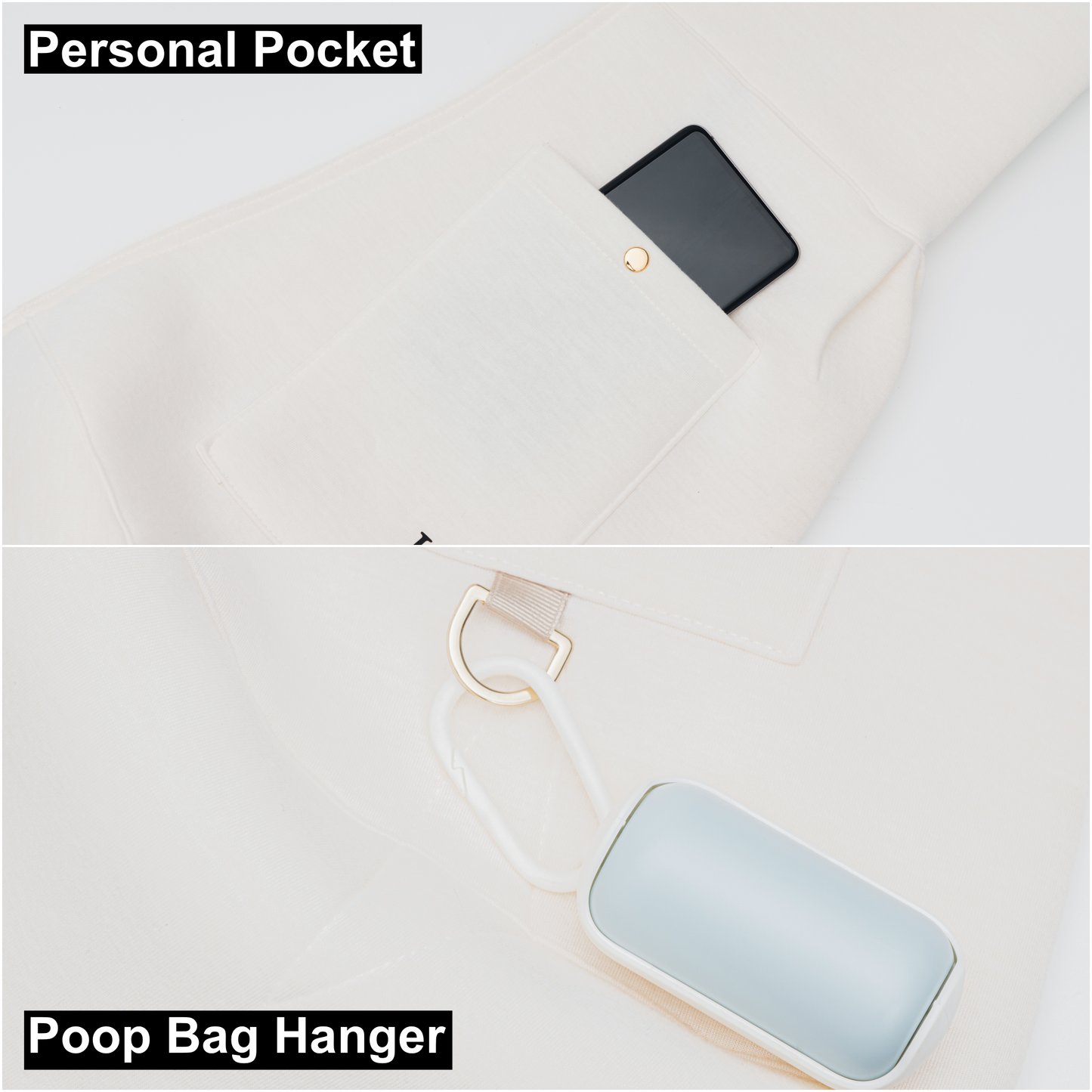 Poop Bag Holder and Personal Pocket Pet Sling Carrier Secure Stylish Travel for Small