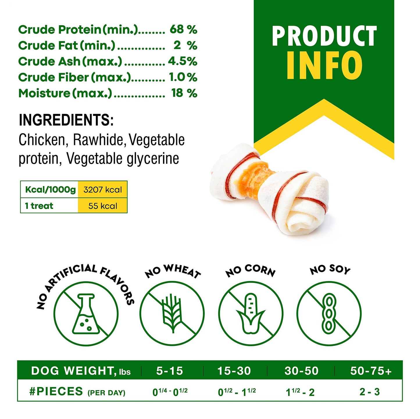 Rawhide Bones with Real Chicken – High-Protein Dog Chews for Healthy Teeth