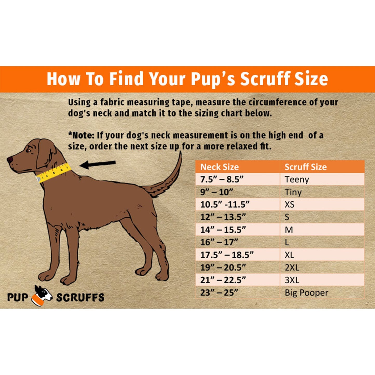 Size Chart Wags & Wine Pup Scruffs – Stylish & Durable Dog Neckwear