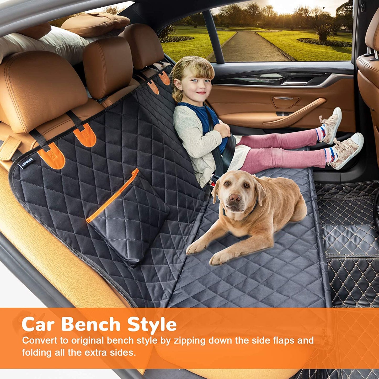 URPOWER dog car seat cover: Waterproof, versatile hammock with side flaps. Fits most vehicles. Easy install, clean. Non-slip, odor-free. Protects seats from pets.