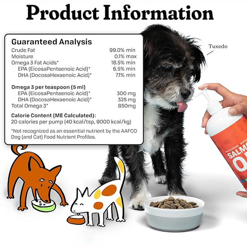 Wild Alaskan Salmon Oil for Pets: Omega-3 rich supplement for skin, coat, joints & immunity. Reduces shedding, supports allergy defense. For cats & dogs. Easy pump bottle. Delicious flavor.