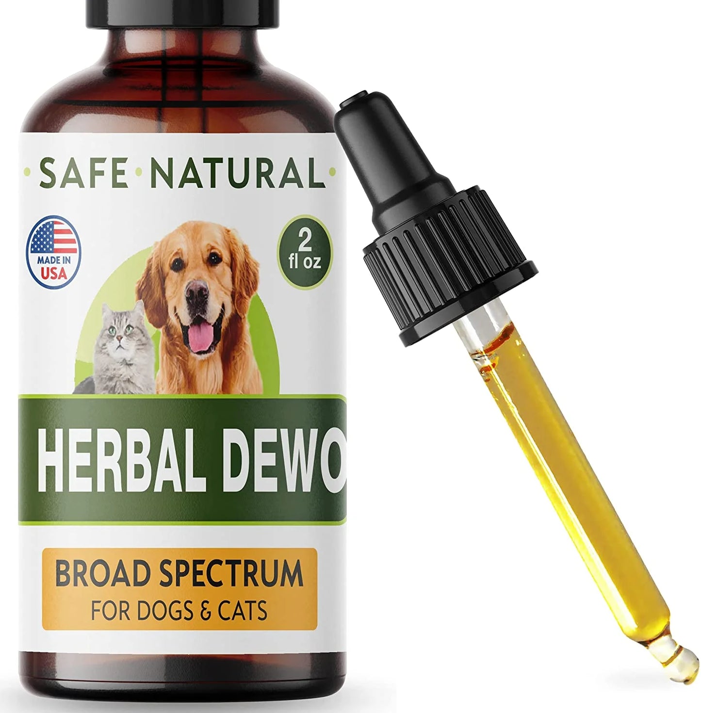 Dewormer for Dogs and Cats - Made in USA Broad Spectrum Worm Treatment - Eliminates & Prevents Tapeworms, Roundworms, Hookworms, Whipworms - Puppy & Kitten - All Breeds and Size - 2Oz