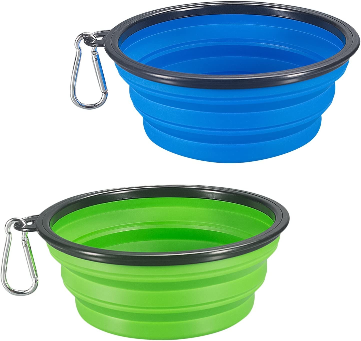 Collapsible Silicone Pet Bowl with Carabiner | Portable Food & Water Dish for Dogs & Cats | Lightweight, Travel-Friendly Design for Hiking & Walking