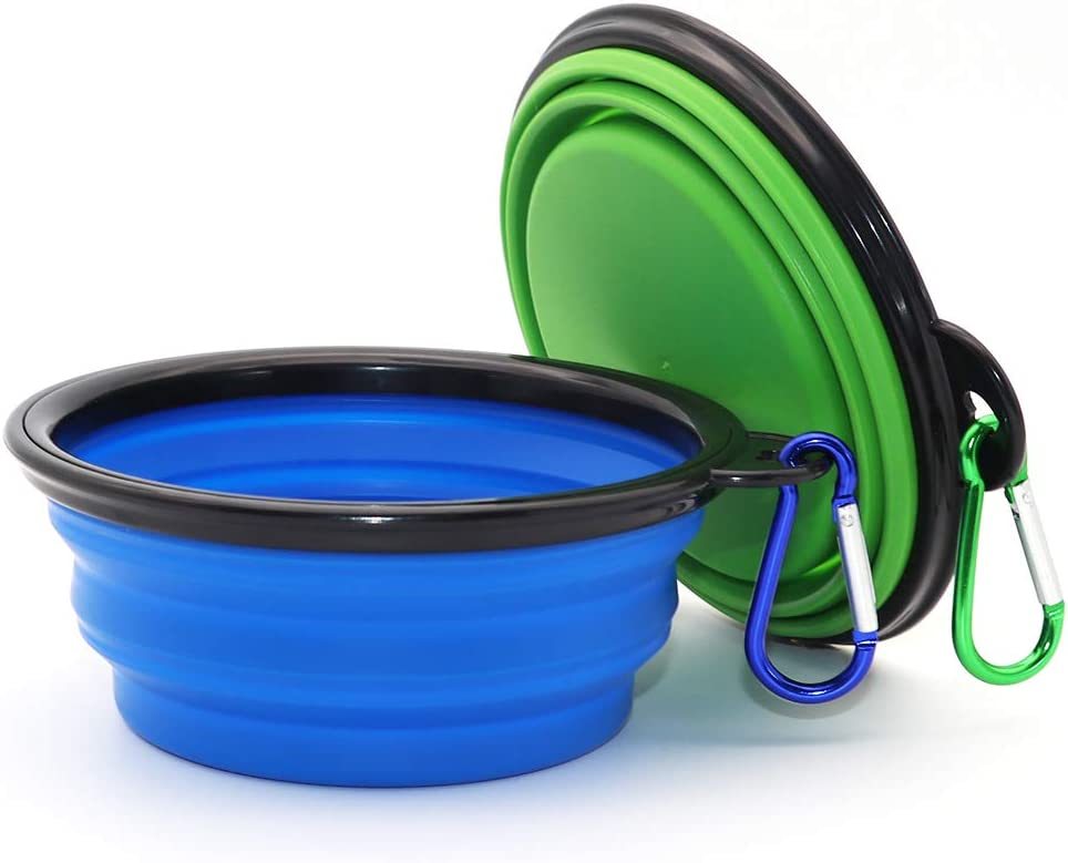 Collapsible Silicone Pet Bowl with Carabiner | Portable Food & Water Dish for Dogs & Cats | Lightweight, Travel-Friendly Design for Hiking & Walking