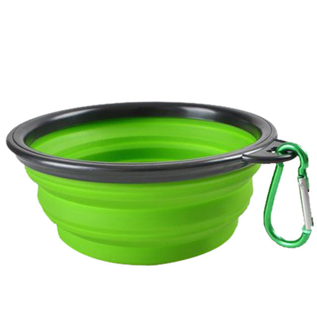Collapsible Silicone Pet Bowl with Carabiner | Portable Food & Water Dish for Dogs & Cats | Lightweight, Travel-Friendly Design for Hiking & Walking