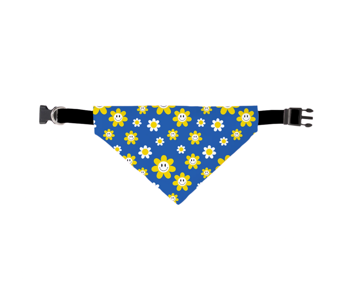 Blue Daisy Slip-On Dog Bandana