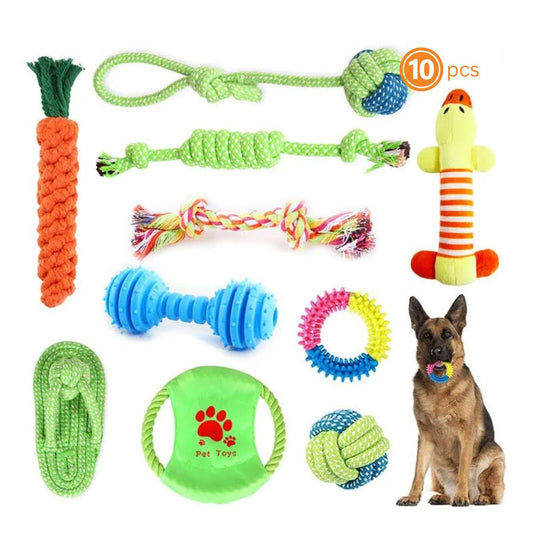 10-Piece Bite-Resistant Molar Dog Toy Set
