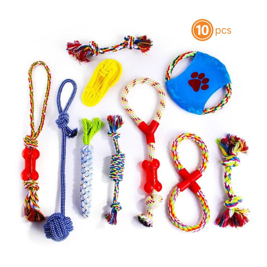 10-Piece Durable Rope Dog Toy Set – Endless Fun for Your Pup!
