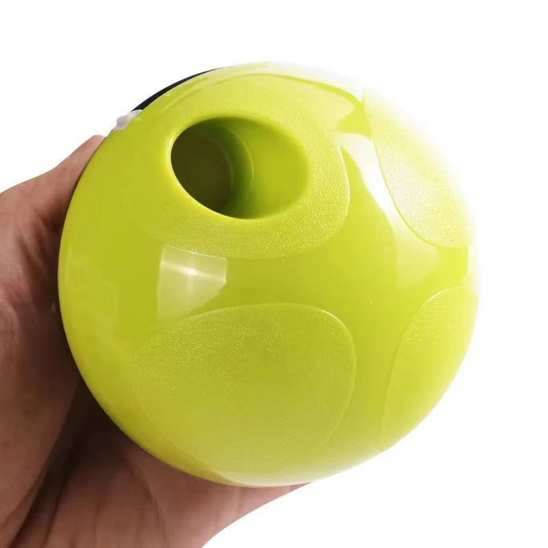 Scarlet Coco pet toy, fun tumbler leaking ball for pets, dual-use design with colorful rubber and textured surface.