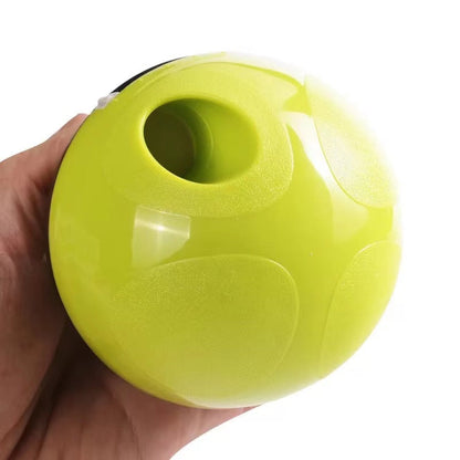 Scarlet Coco pet toy, fun tumbler leaking ball for pets, dual-use design with colorful rubber and textured surface.