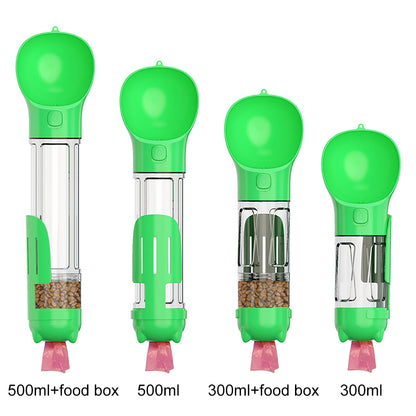 Green Size Chart 4-in-1 Dog Travel Mug: Water Bottle, Feeder, Poop Scoop & Bag Dispenser