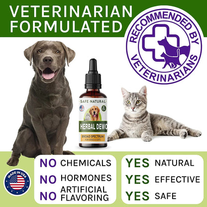 Dewormer for Dogs and Cats - Made in USA Broad Spectrum Worm Treatment - Eliminates & Prevents Tapeworms, Roundworms, Hookworms, Whipworms - Puppy & Kitten - All Breeds and Size - 2Oz