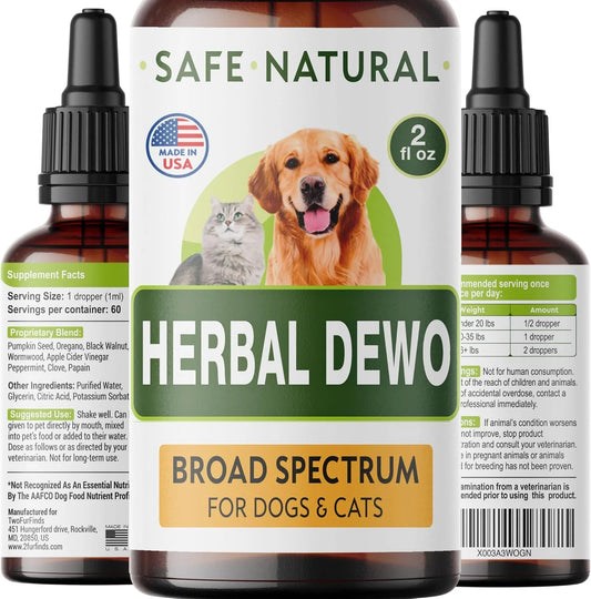 Dewormer for Dogs and Cats - Made in USA Broad Spectrum Worm Treatment - Eliminates & Prevents Tapeworms, Roundworms, Hookworms, Whipworms - Puppy & Kitten - All Breeds and Size - 2Oz