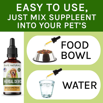 Dewormer for Dogs and Cats - Made in USA Broad Spectrum Worm Treatment - Eliminates & Prevents Tapeworms, Roundworms, Hookworms, Whipworms - Puppy & Kitten - All Breeds and Size - 2Oz