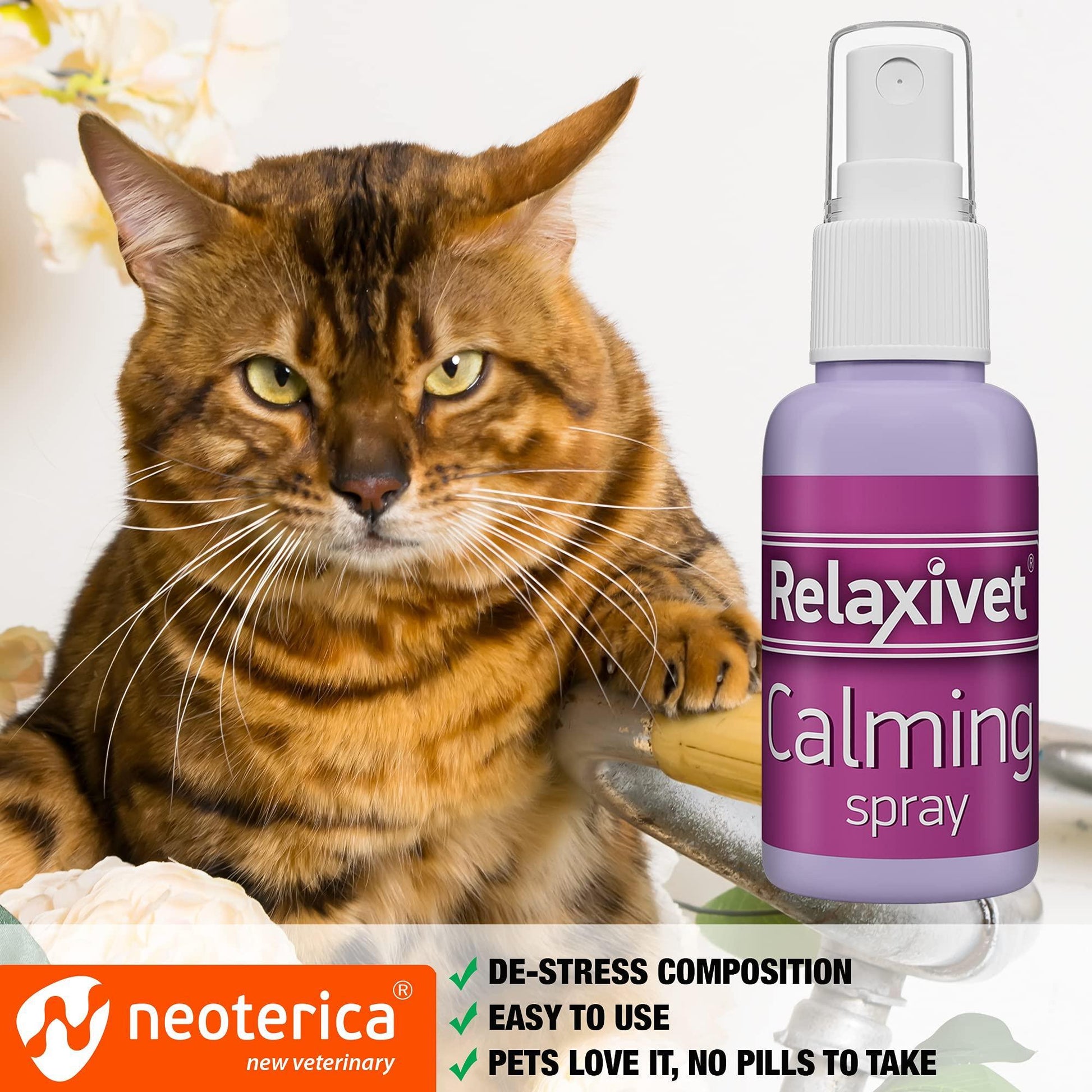 Cat Calming Pheromone Spray: Drug-free anxiety relief for stress, scratching &amp; spraying. Reduces fighting &amp; hiding. Effective for 90% of cats. Works in 7 days. Ideal for travel and vet visits.
