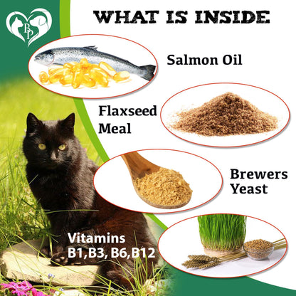 Cat Flea & Tick Chews: Natural, vet-made oral prevention. Salmon-flavored, daily protection against fleas, ticks, eggs, larvae. Safe for all ages. No GMOs. Replaces collars/drops. USA-made.