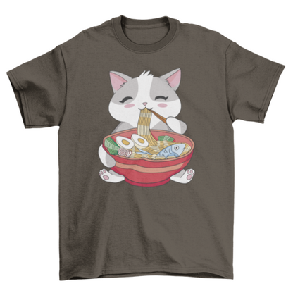Cat eating Ramen