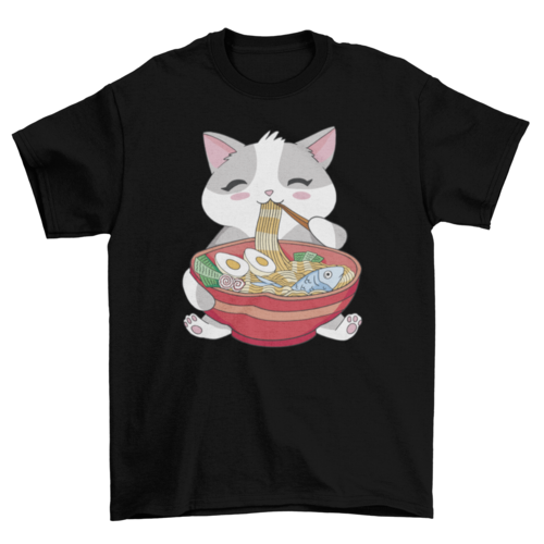 Cat eating Ramen