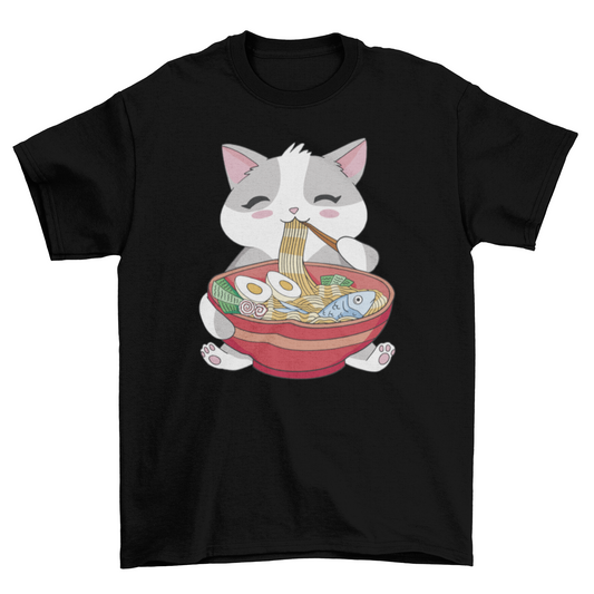 Cat eating Ramen