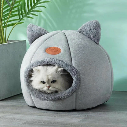 Cozy 2-in-1 Pet Home with Ears – Soft Plush Cat & Dog Bed, Removable Nest for All Seasons