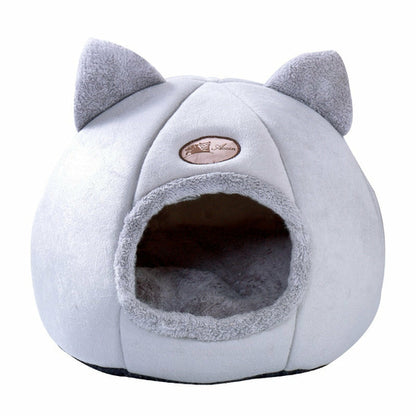Cozy 2-in-1 Pet Home with Ears – Soft Plush Cat & Dog Bed, Removable Nest for All Seasons