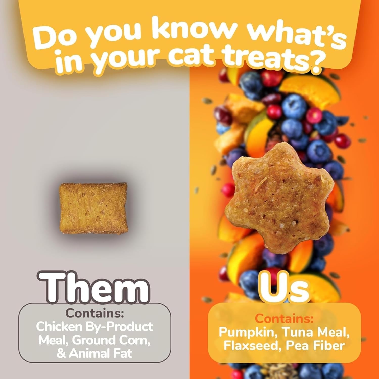 Cat Treats – Crunchy Treats for Cats – Healthy Low Calorie Treats Packed with Protein – Free of Wheat, Corn and Soy – Made with Real Tuna with Pumpkin – 2.5 Ounces