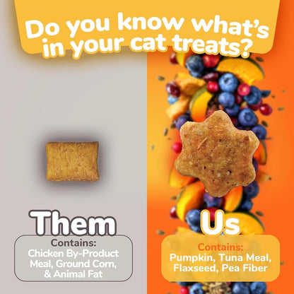 Cat Treats – Crunchy Treats for Cats – Healthy Low Calorie Treats Packed with Protein – Free of Wheat, Corn and Soy – Made with Real Tuna with Pumpkin – 2.5 Ounces