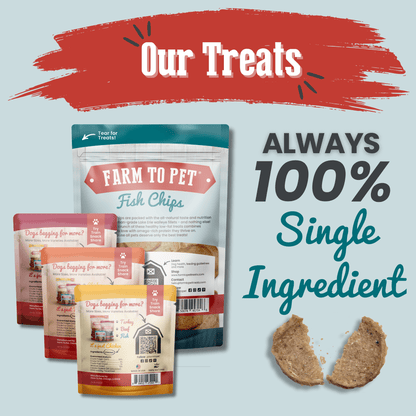 Farm to Pet Puppy Pack Fish Dog Treats Back of Bag – All Natural Single Ingredient