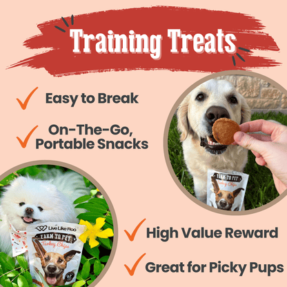 Farm to Pet Live Like Roo Turkey Chips Six Pack – Training Treats for Dogs